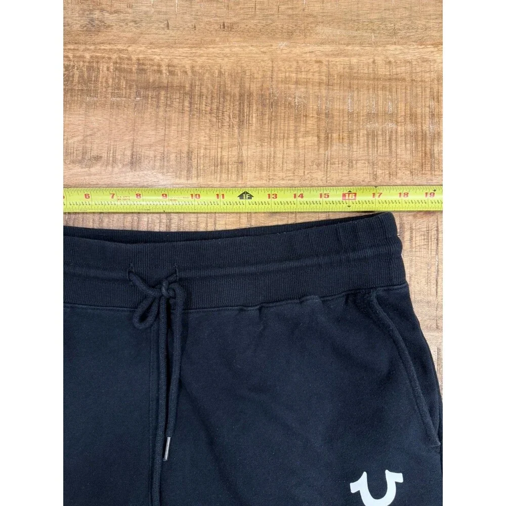 True Religion Men's Relaxed Fit Sweat Shorts Size Large‎ Black Shorts